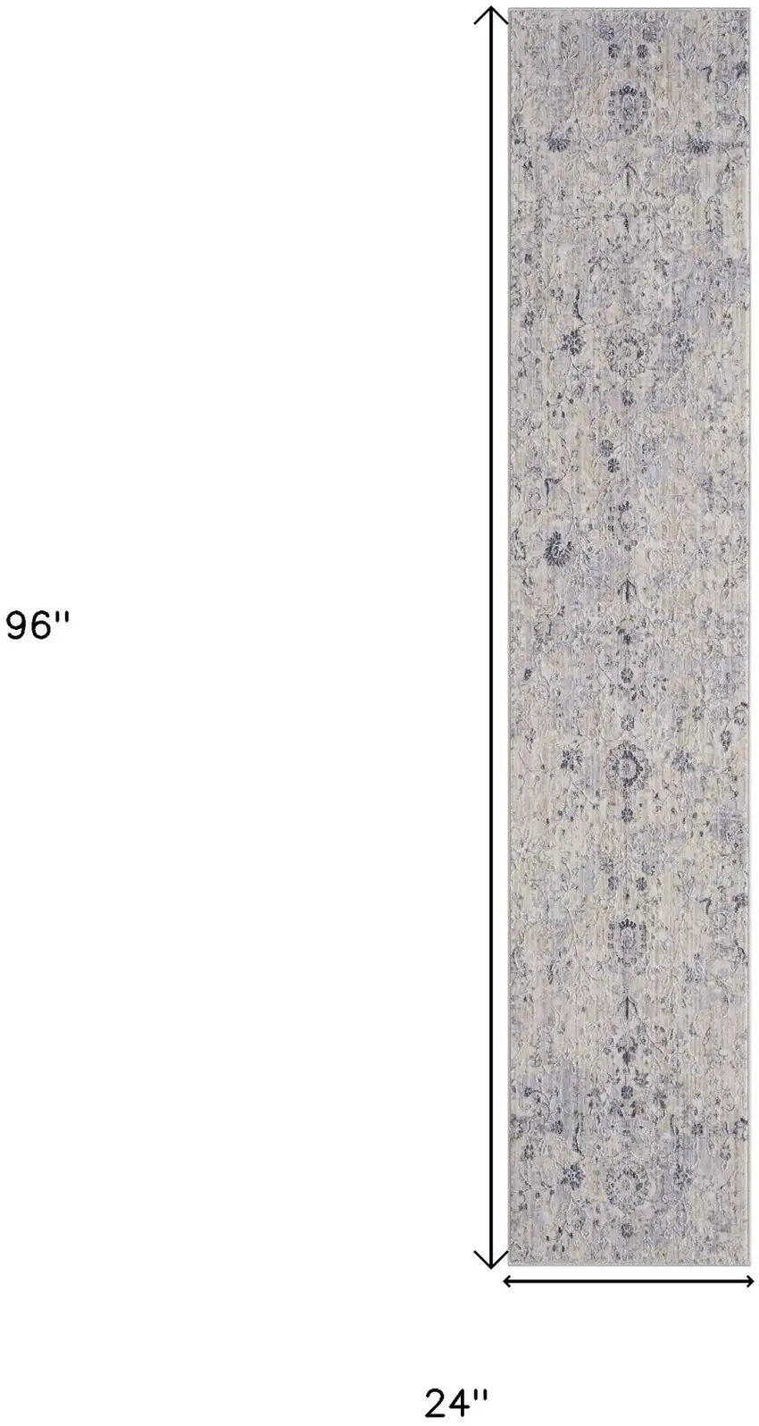 Gray Floral Runner Rug Photo 8