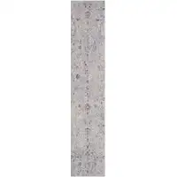 Photo of Gray Floral Runner Rug