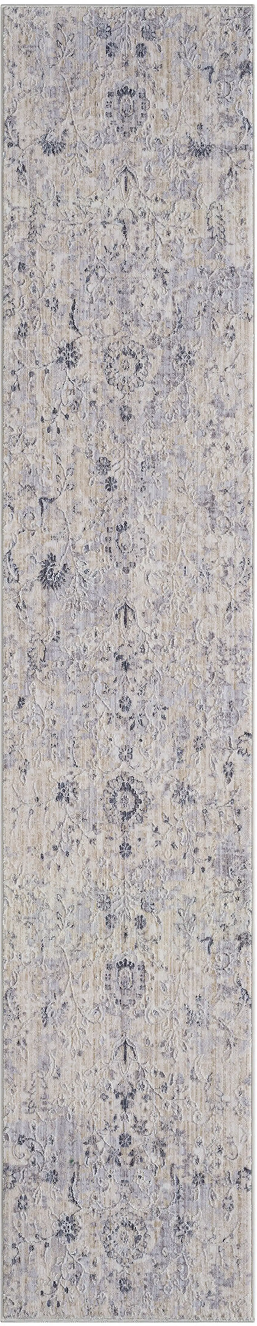 Gray Floral Runner Rug Photo 1
