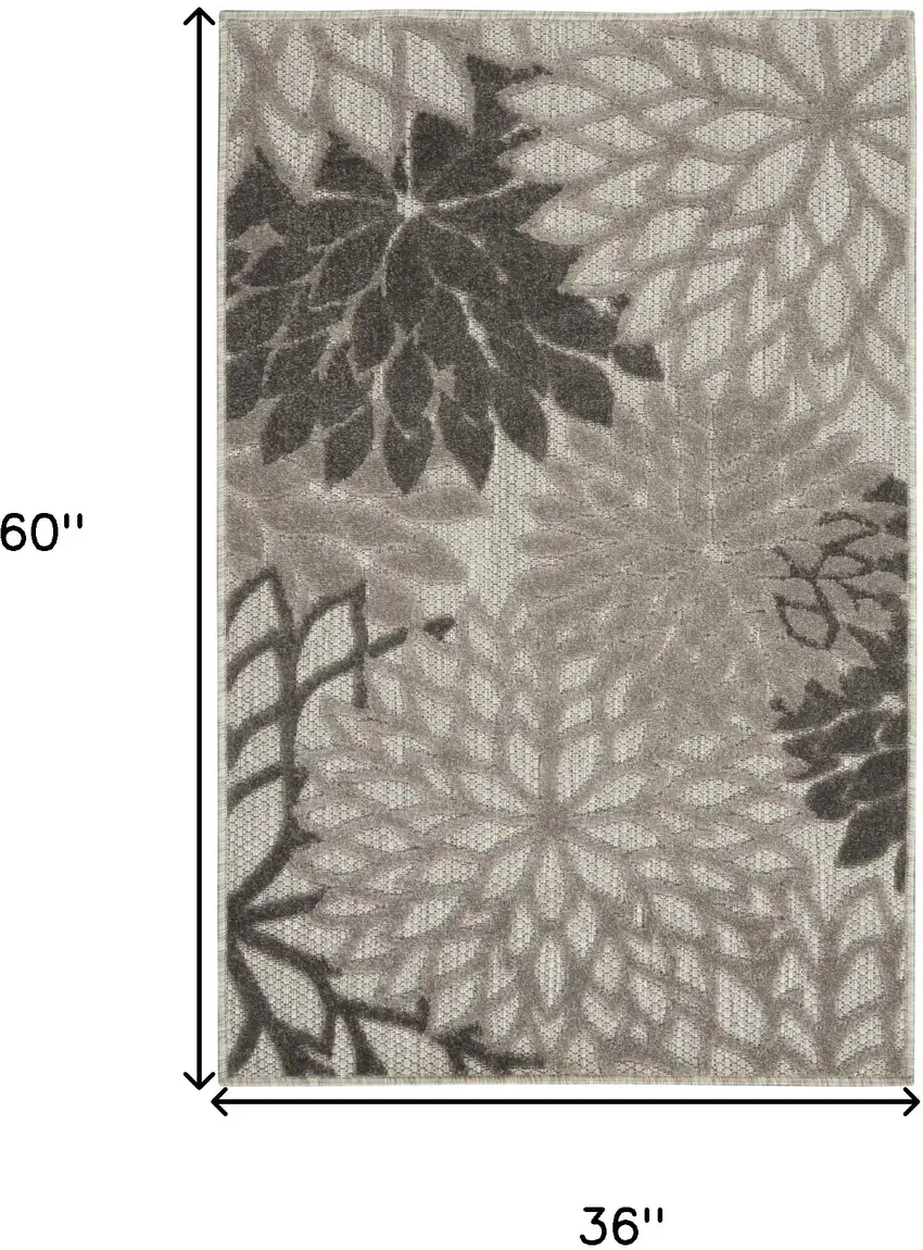 Gray Floral Stain Resistant Non Skid Indoor Outdoor Area Rug Photo 7