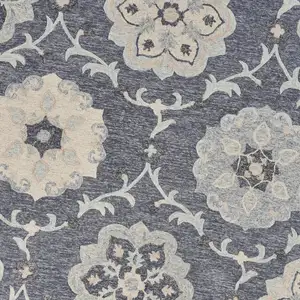 Photo of Gray Floral Trellis Area Rug
