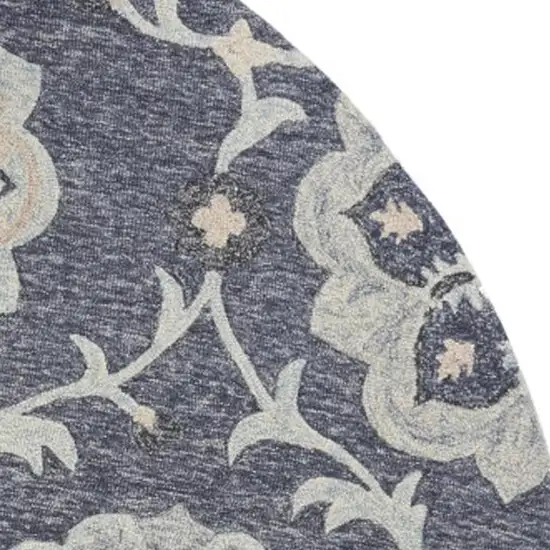 5' Blue And Gray Round Wool Hand Tufted Area Rug Photo 3