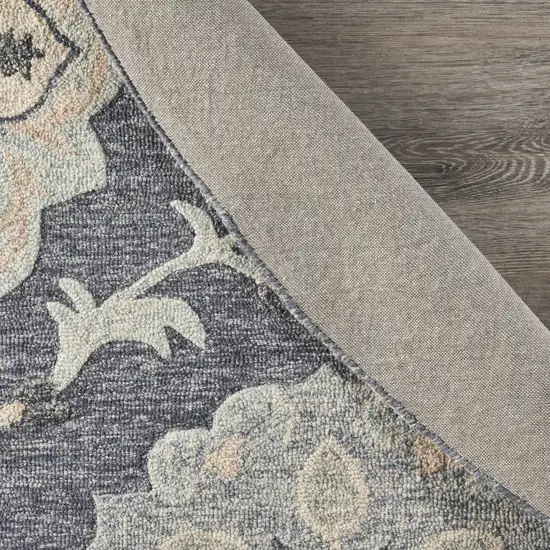 5' Blue And Gray Round Wool Hand Tufted Area Rug Photo 9