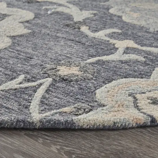 5' Blue And Gray Round Wool Hand Tufted Area Rug Photo 6