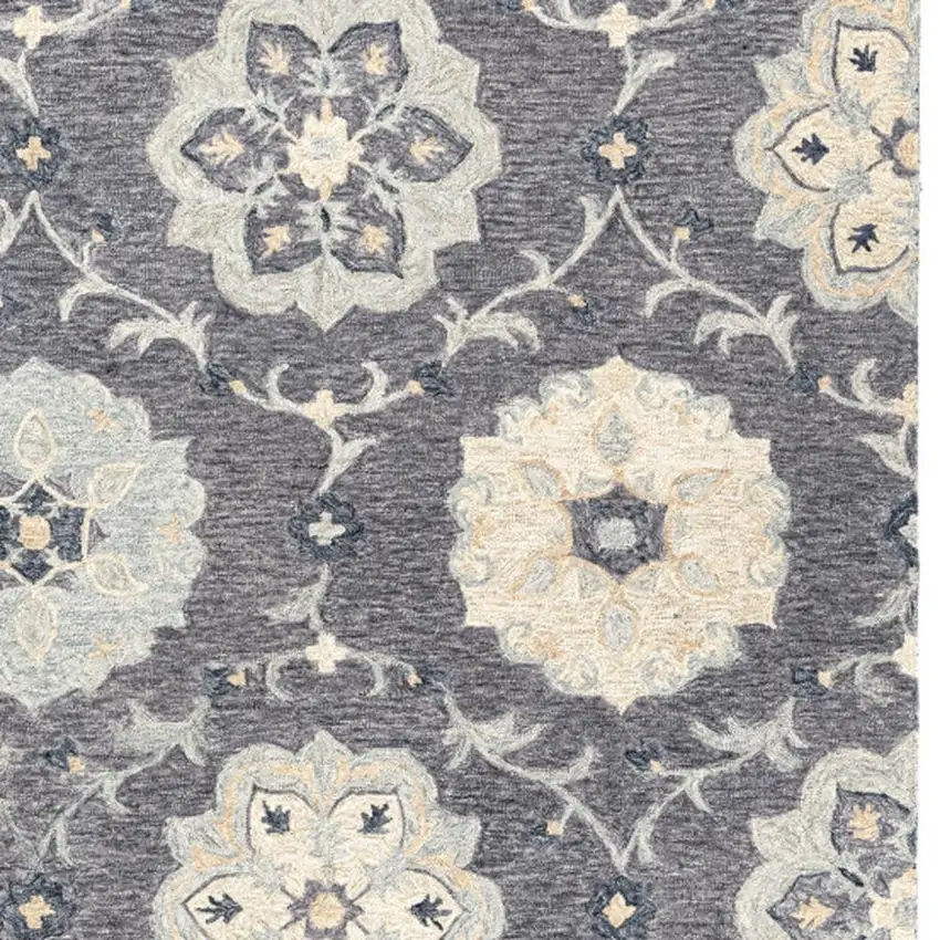 Blue And Gray Wool Hand Tufted Area Rug Photo 3