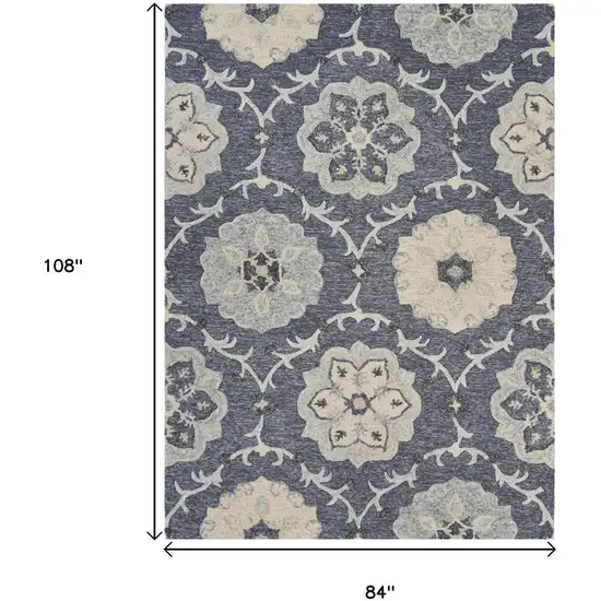 Blue And Gray Wool Hand Tufted Area Rug Photo 3