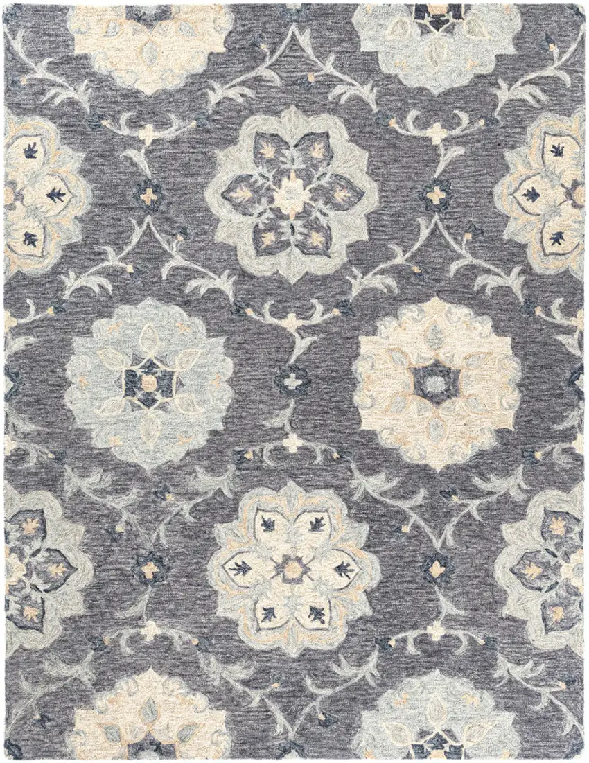 Blue And Gray Wool Hand Tufted Area Rug Photo 1