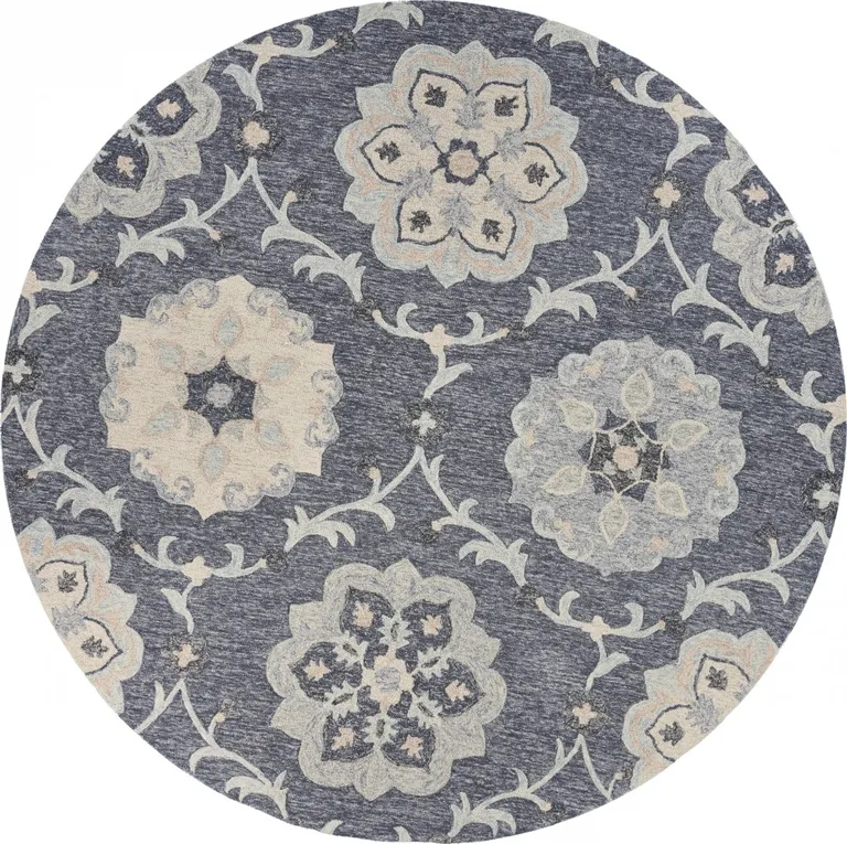 Gray Floral Trellis Area Rug Photo 1
