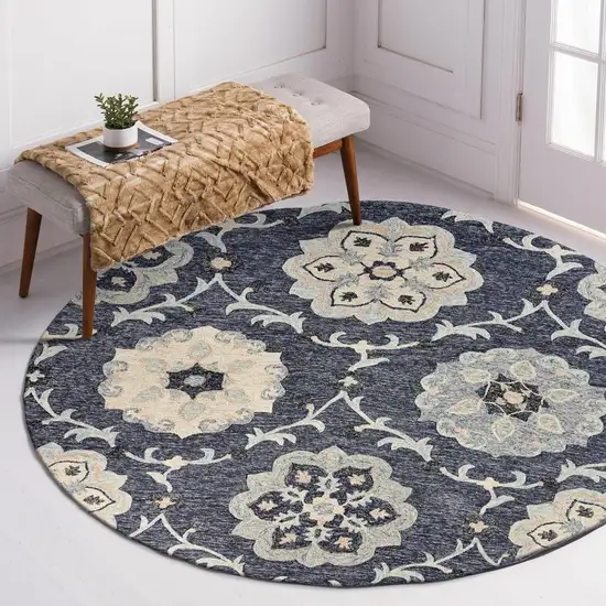 Gray Floral Trellis Area Rug Photo 8