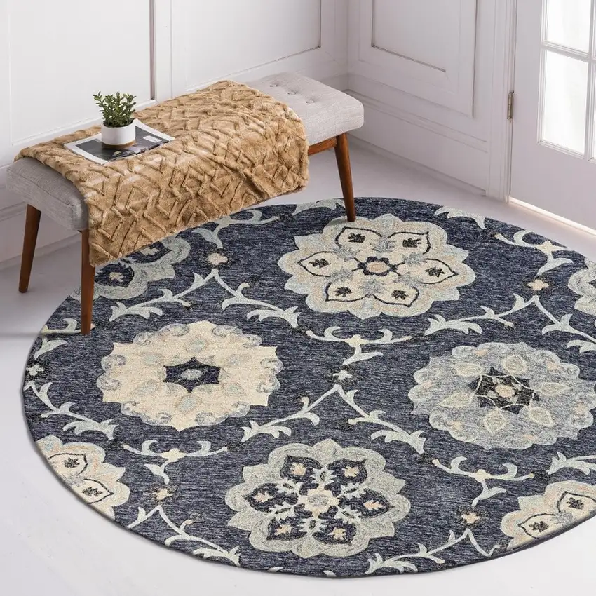 Gray Floral Trellis Area Rug Photo 8