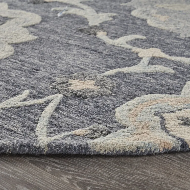 Gray Floral Trellis Area Rug Photo 4