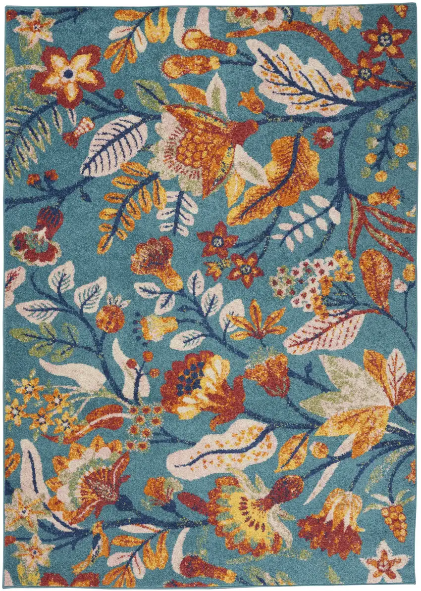 Gray Floral Vines Power Loom Area Rug Photo 1