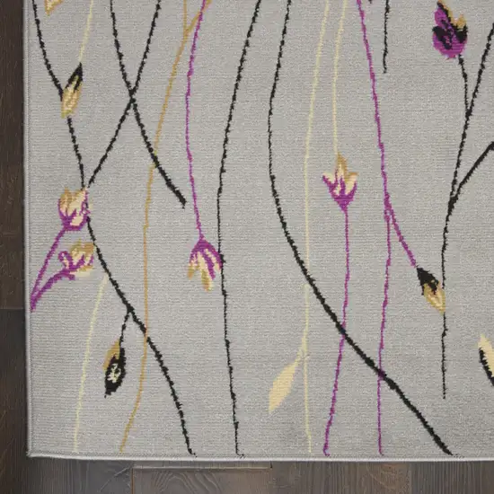 Gray Floral Vines Power Loom Area Rug Photo 9