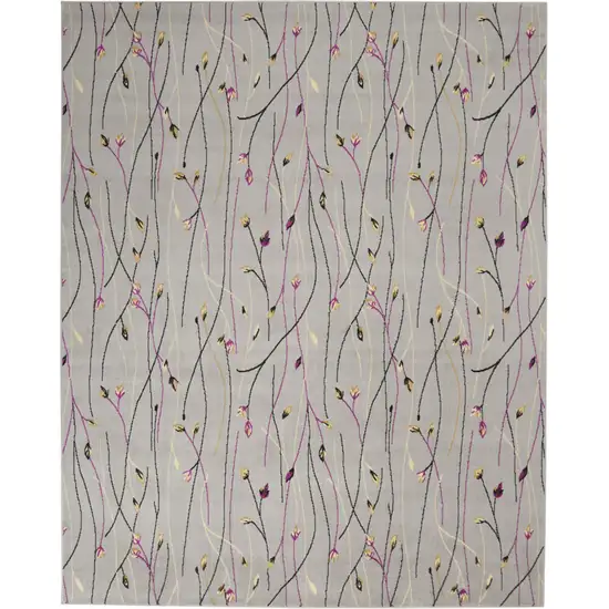 Gray Floral Vines Power Loom Area Rug Photo 7