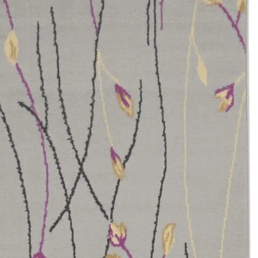 10' Gray Floral Vines Runner Rug Photo 1