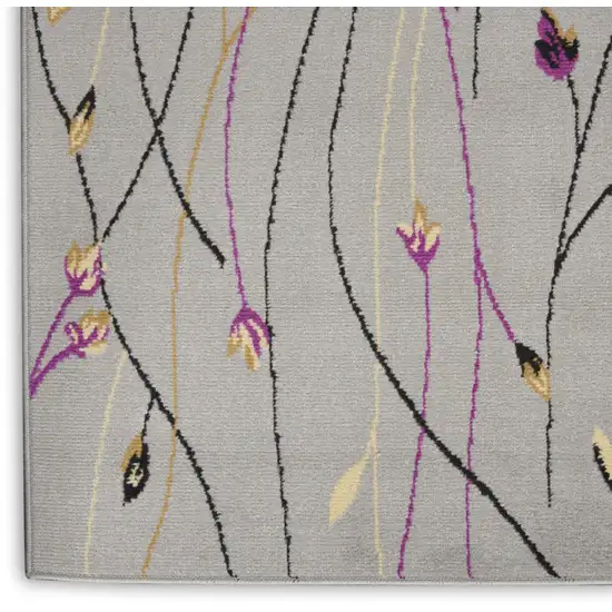 10' Gray Floral Vines Runner Rug Photo 9