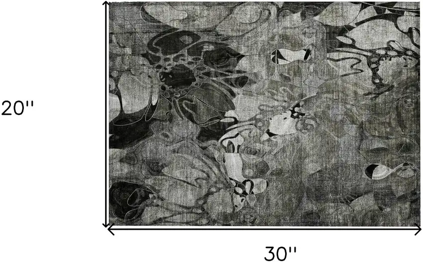 Gray Abstract Washable Indoor Outdoor Area Rug Photo 3
