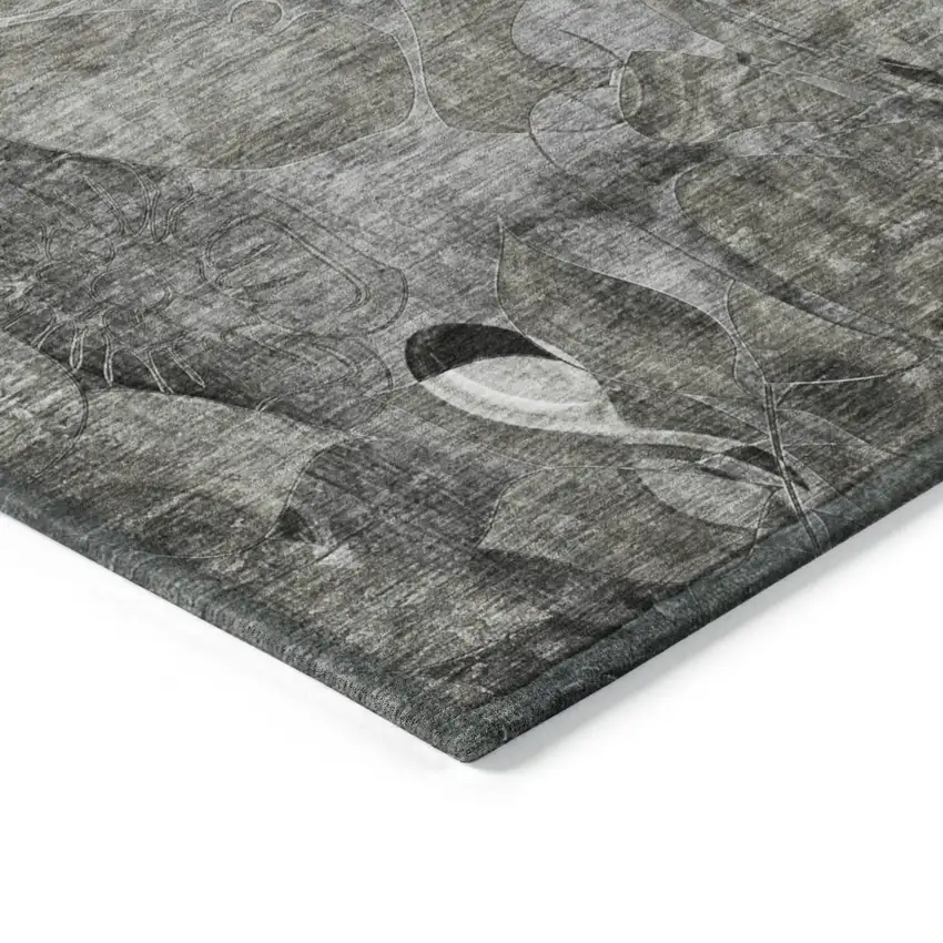 Gray Abstract Washable Indoor Outdoor Area Rug Photo 2