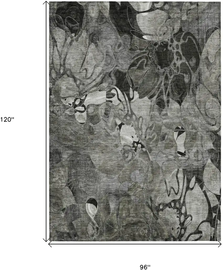 Gray Abstract Washable Indoor Outdoor Area Rug Photo 3