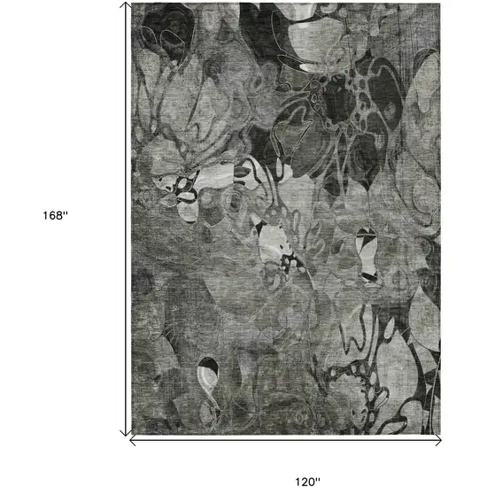 Gray Abstract Washable Indoor Outdoor Area Rug Photo 7