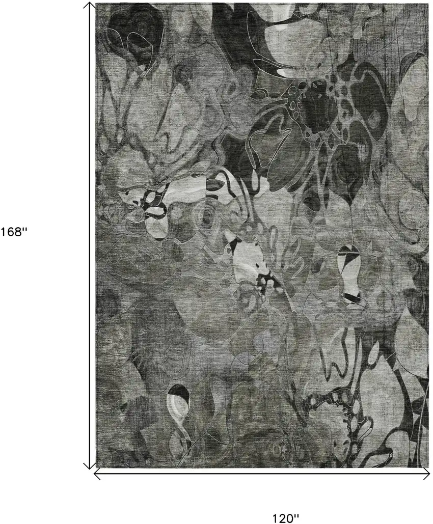 Gray Abstract Washable Indoor Outdoor Area Rug Photo 7