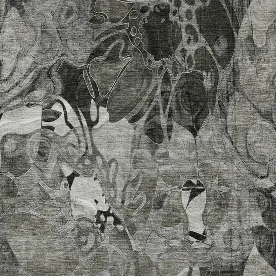 Gray Abstract Washable Indoor Outdoor Area Rug Photo 5