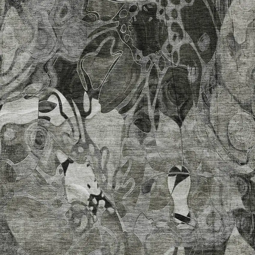 Gray Abstract Washable Indoor Outdoor Area Rug Photo 5