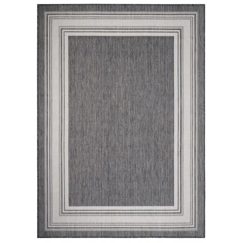 Gray Framed Indoor Outdoor Area Rug Photo 1