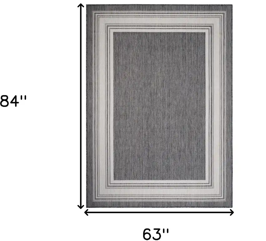 Gray Framed Indoor Outdoor Area Rug Photo 6