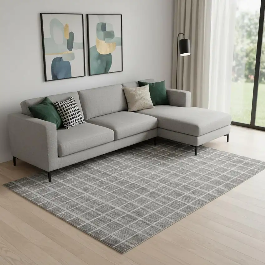 Gray Geometric Area Rug Photo 1