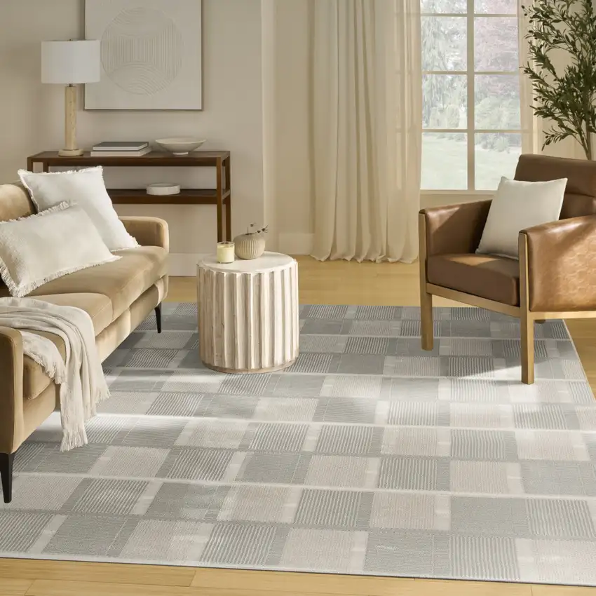 Gray Geometric Area Rug Photo 7