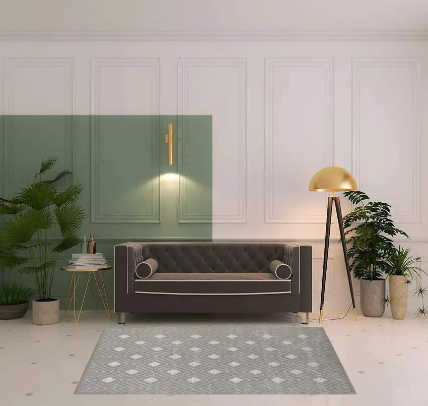 Gray Geometric Area Rug Photo 2