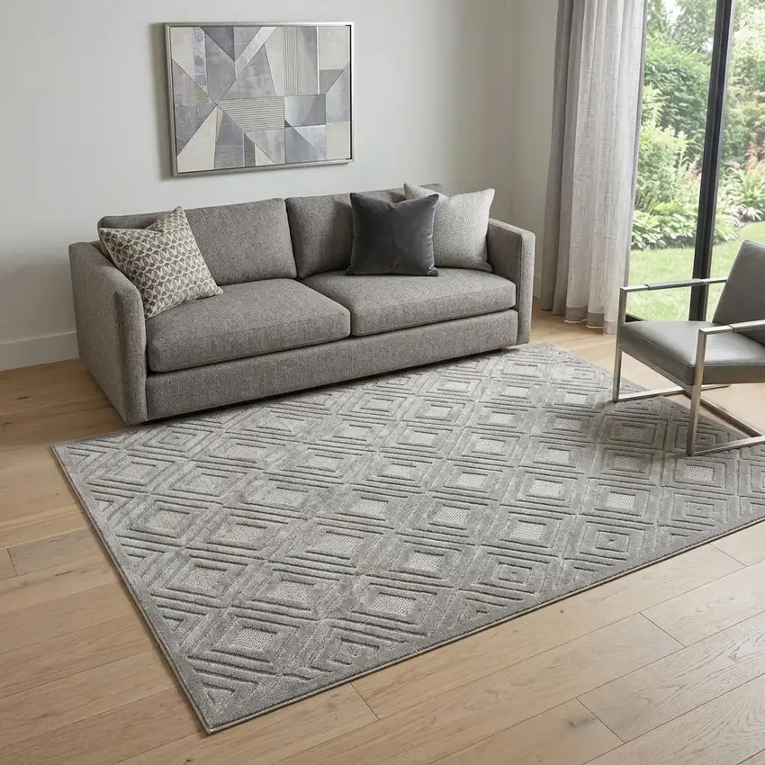 5' X 7' Gray Geometric Area Rug Photo 1