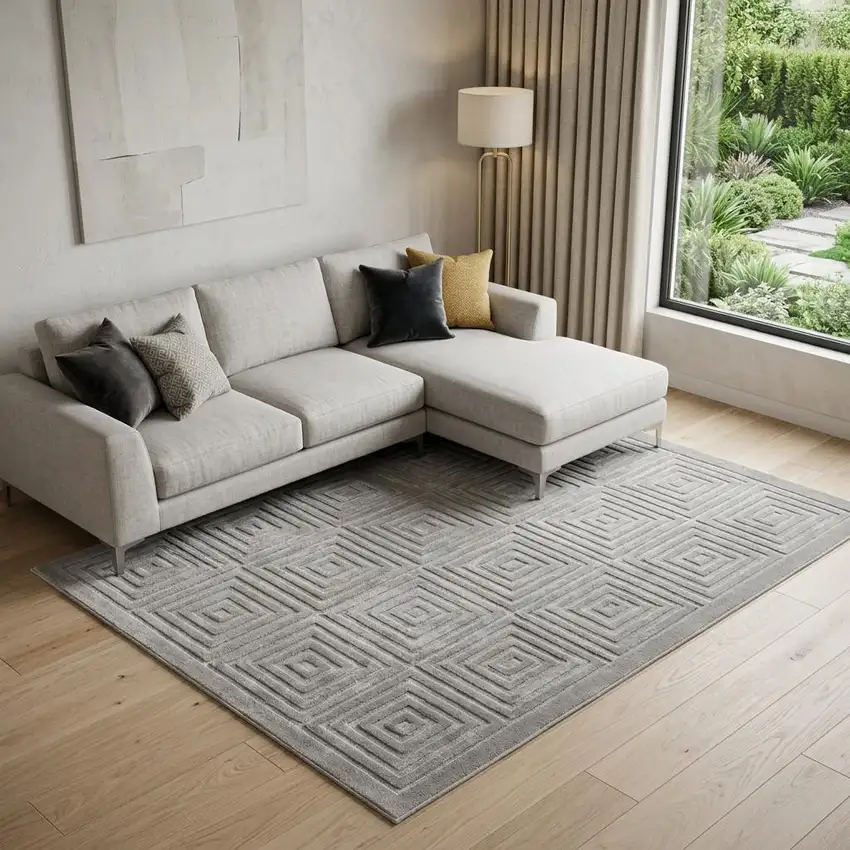 Gray Geometric Area Rug Photo 1