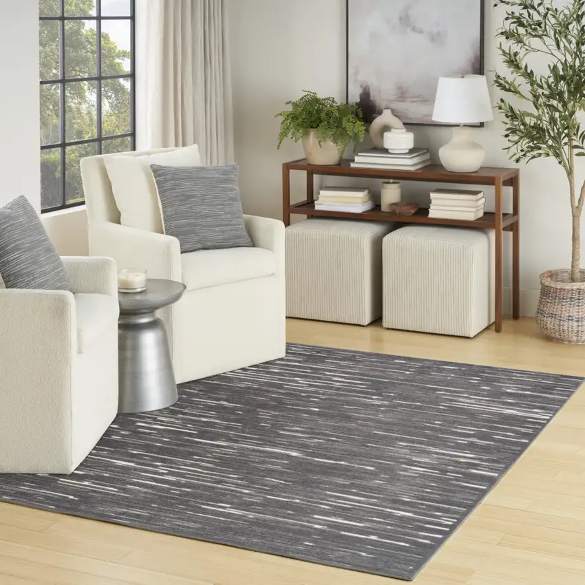 Gray Geometric Area Rug Photo 4