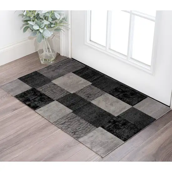 Gray Geometric Blocks Area Rug Photo 1