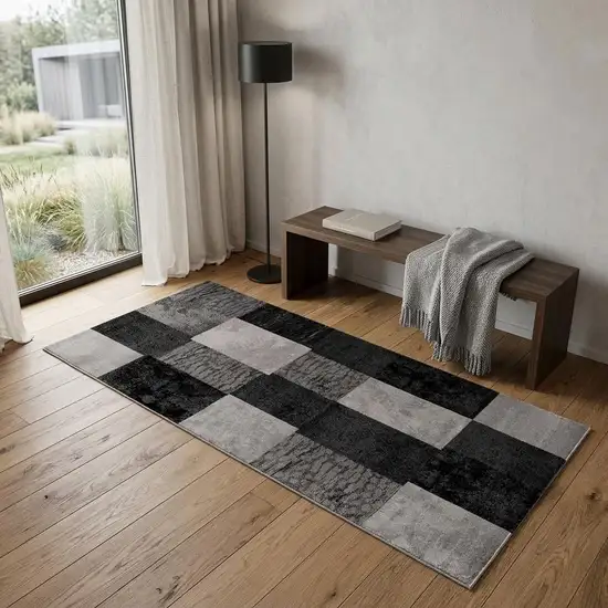 Gray Geometric Blocks Area Rug Photo 1