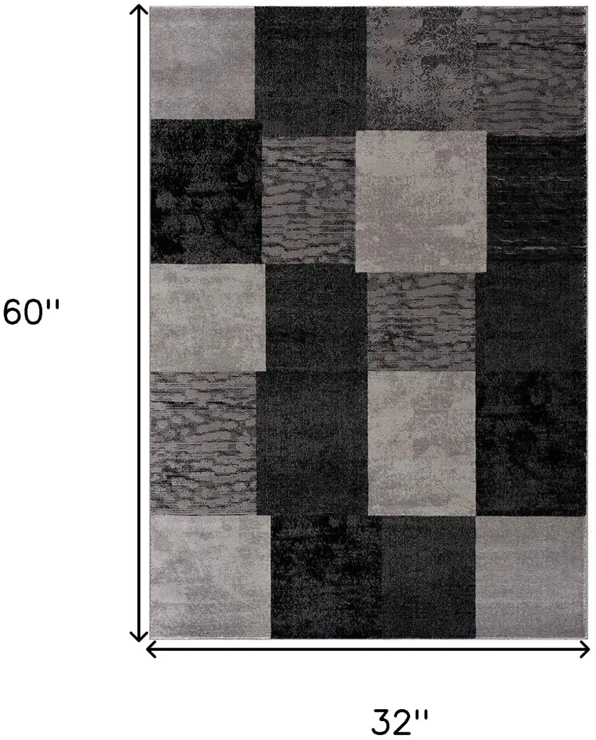 Gray Checkered Power Loom Area Rug Photo 8