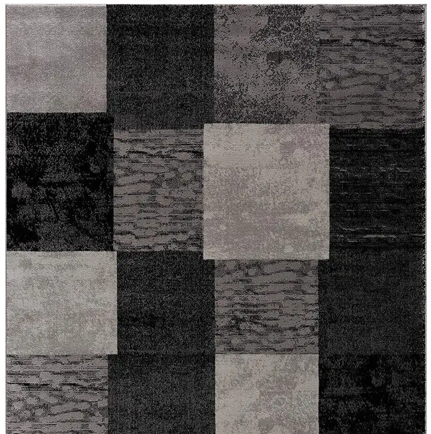 Gray Checkered Power Loom Area Rug Photo 4