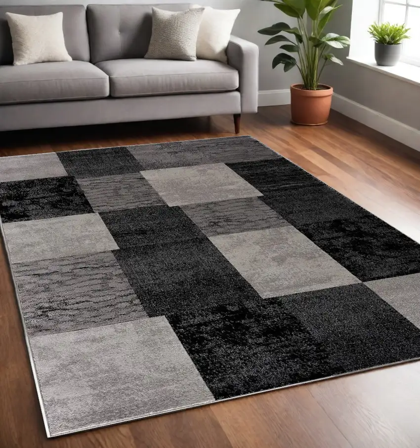 Gray Checkered Dhurrie Area Rug Photo 1