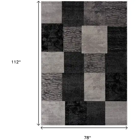 Black And Gray Geometric Distressed Area Rug Photo 8