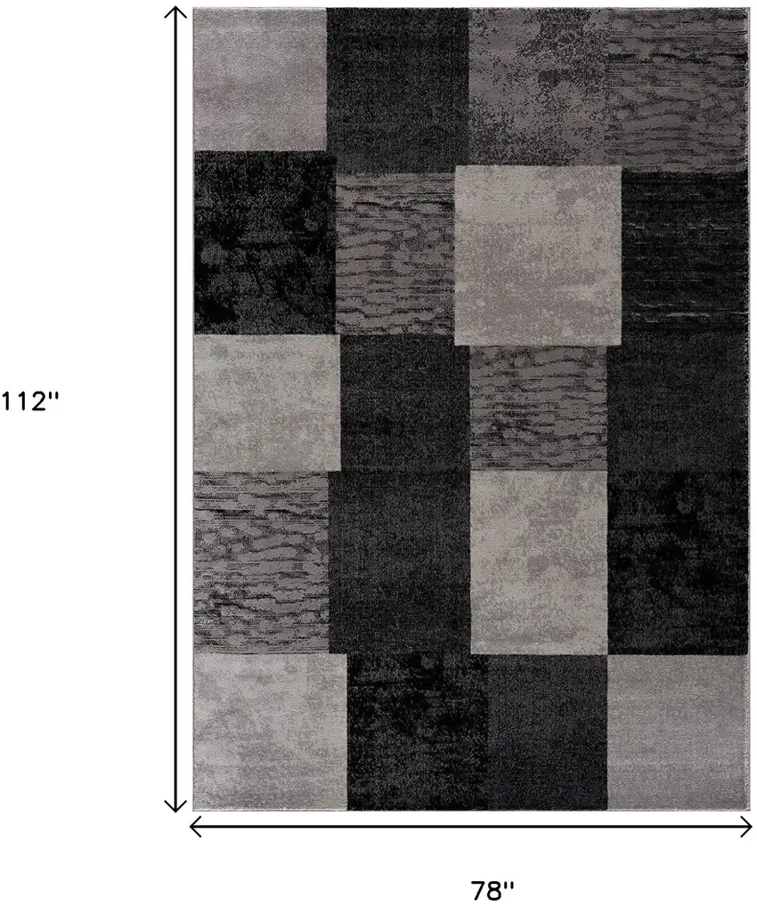 Black And Gray Geometric Distressed Area Rug Photo 8