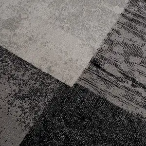 Photo of Gray Geometric Blocks Runner Rug