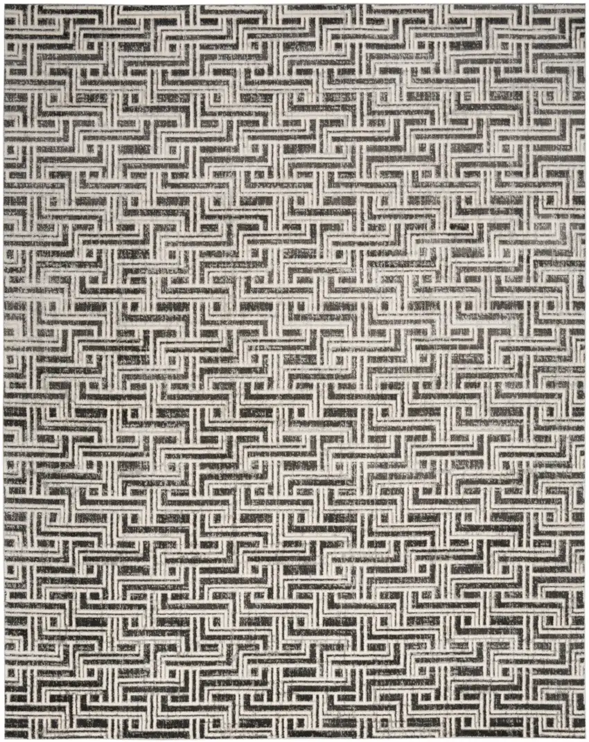 Gray Geometric Distressed Area Rug Photo 1