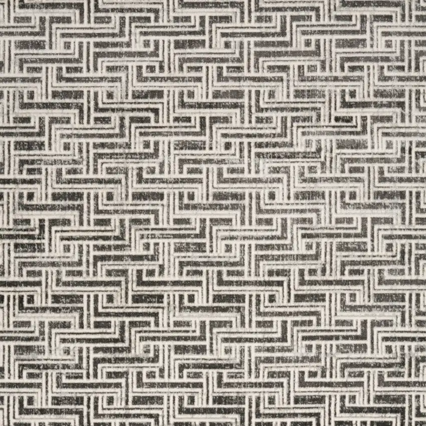 Gray Geometric Distressed Area Rug Photo 5
