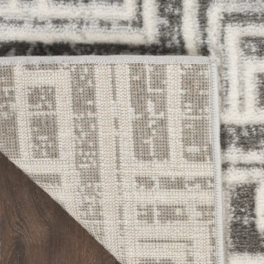 Gray Geometric Distressed Area Rug Photo 8