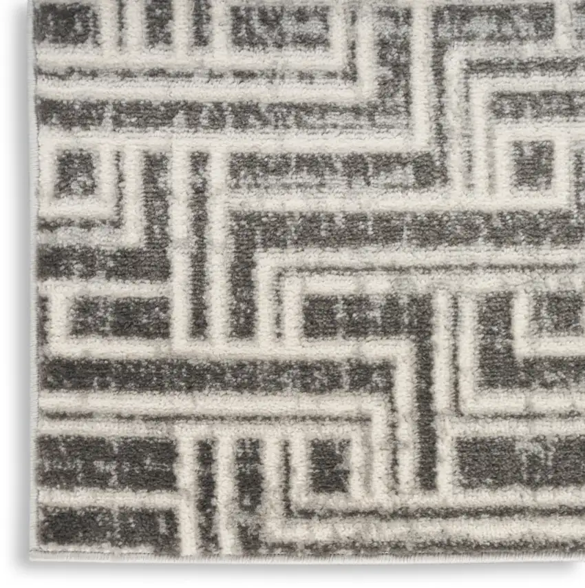 Gray Geometric Distressed Area Rug Photo 6