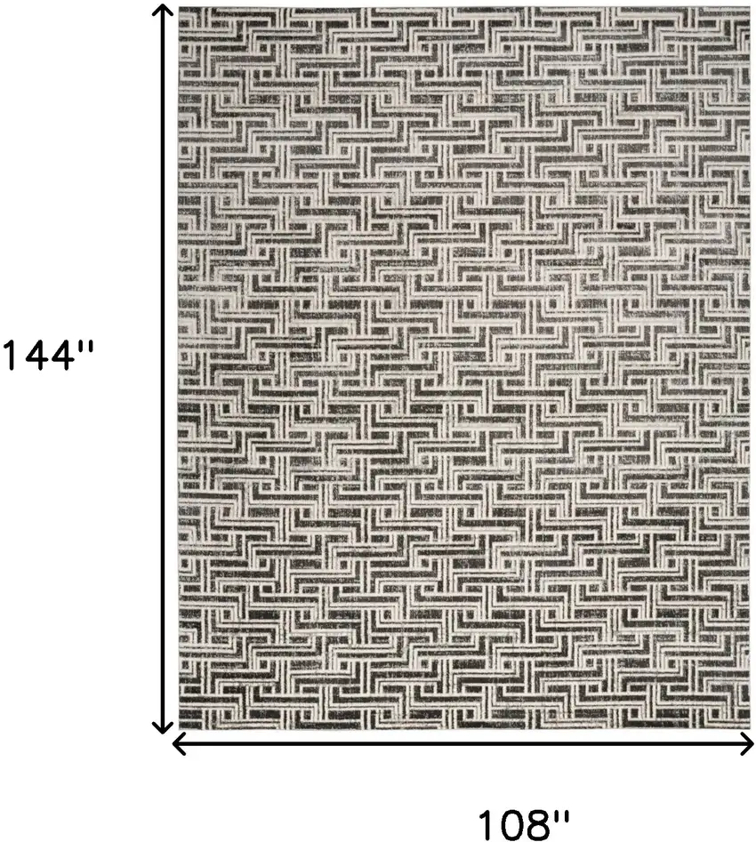 Gray Geometric Distressed Area Rug Photo 9