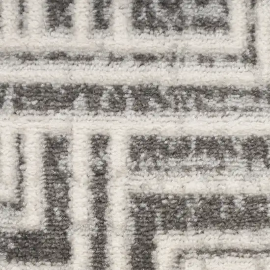 Gray Geometric Distressed Area Rug Photo 5