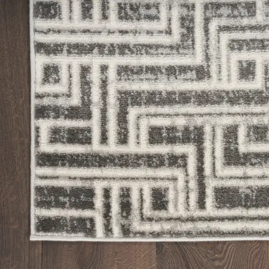 Gray Geometric Distressed Area Rug Photo 8